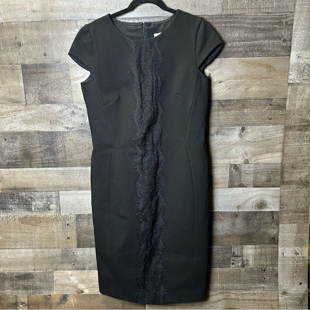 Emilio Pucci black lace pattern knee length sheath dress size 12